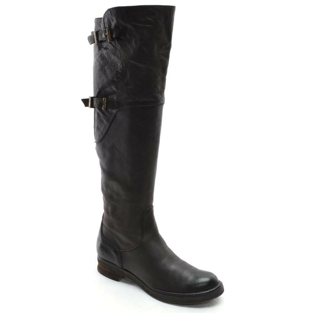 Alberto Fermani Brown Buckle Riding Knee Boots 36